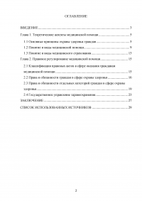 Правовое регулирование медицинской помощи Образец 19915