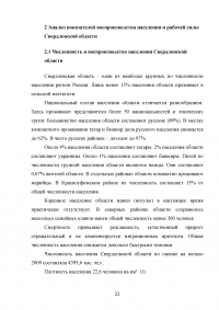 Воспроизводство населения и рабочей силы на территории Свердловской области Образец 75598