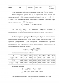 Теория вероятностей / Расчет числовых характеристик выборки. Определения закона распределения случайной величины Образец 114247