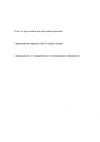 Отчёт о прохождении преддипломной практики - Управа района Марьино ЮВАО города Москвы Образец 132311